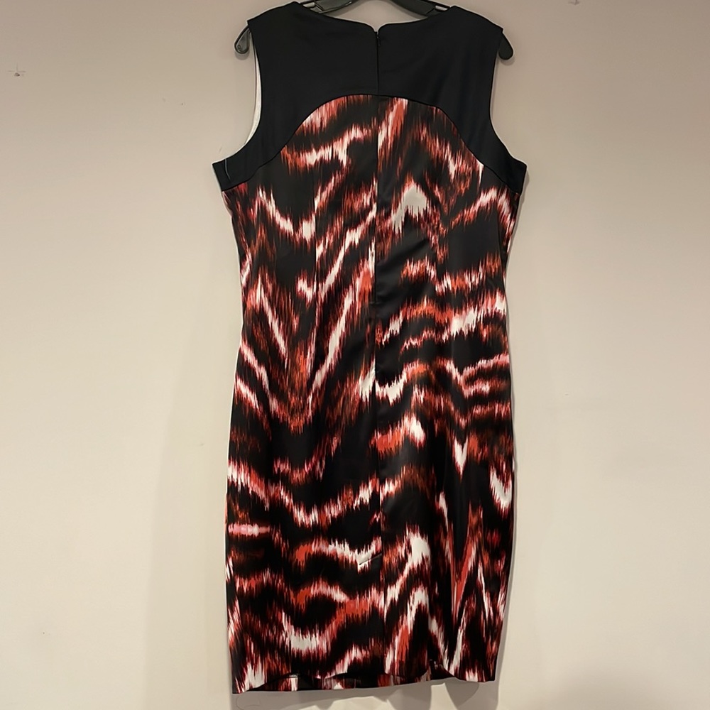 JAX New Black/ Multi Satin Cocktail Dress- Size 14 - Picture 7 of 16